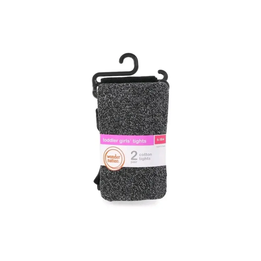 Wonder Nation toddler girls tights Black/Black Shimmer 6-18M comfortable